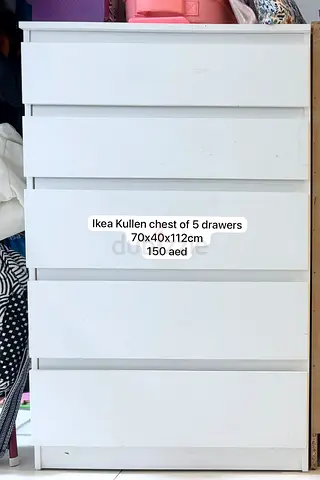 IKEA Kullen 5-drawer chest - white, 70x40x112cm