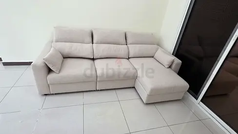 Ikea beige Eskilstuna L shape sofa bed 268x162cm
