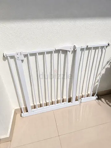 White Metal Baby Safety Gate — 2 Panels, Good Condition
