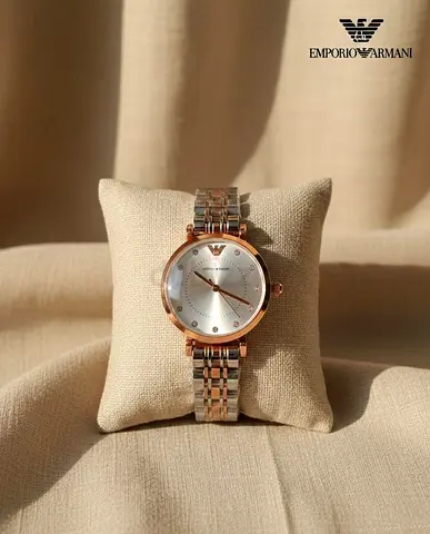 Emporio Armani womens two-tone stainless steel watch - classic round dial