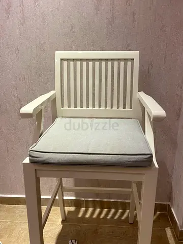 White Wooden Armchair with Cushion - Good Condition 2pcs