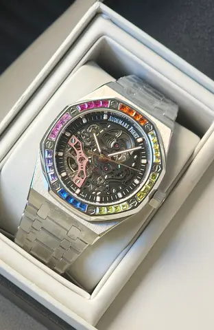 AP automatic skeleton with stone bezel