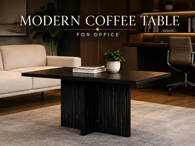 Modern Black Gold Oak Coffee Table – Stylish Office Center Table