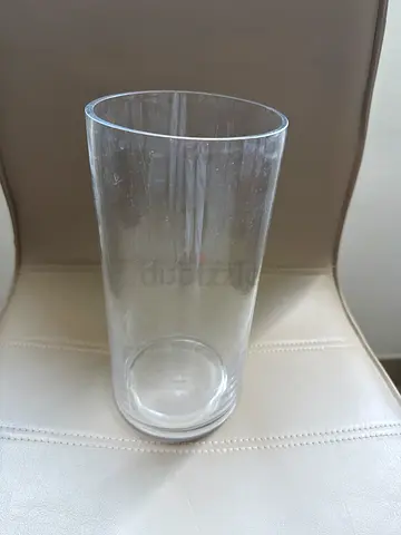 Clear Glass Vase — Tall Cylindrical Decorative Vase