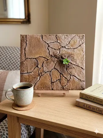 Premium Handmade 3D Textured Canvas Art – Hope in the Desert (29x34 cm)