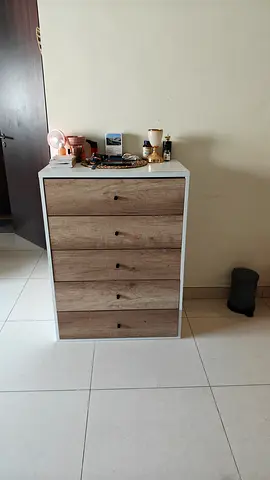 5-drawer wooden chest of drawers - light oak finish