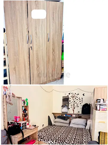 3-door wardrobe / bed and mattress and dressing table for sale