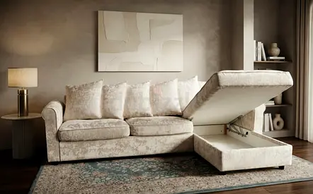 Sofa Bed with built-in storage, soft mattress, and premium fabric finish. Designed for style, comfor