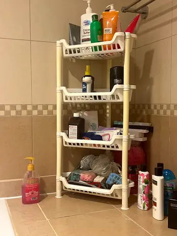 Freestanding 3-Tier Plastic Bathroom Shelf Organizer