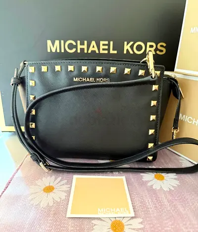 Michael Kors black leather crossbody bag - good condition