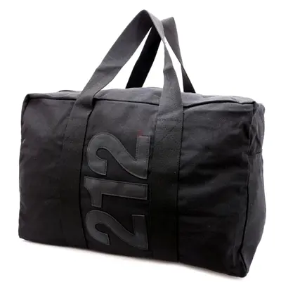 Black Canvas Duffel Bag with 212 Print - Large Travel Weekender