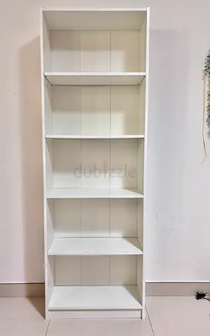 White 5-Shelf Tall Bookcase / Storage Unit - Good Condition