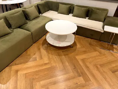 Green velvet corner 5-seater sofa with cushions - very good condition