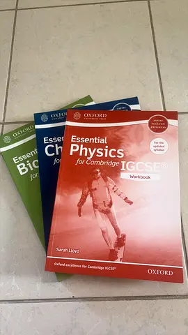 Set of Oxford Essential IGCSE Physics, Chemistry, Biology workbooks - like new