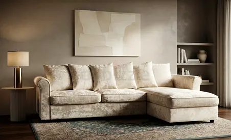 Modern Cream Sofa Bed with storage for blankets, pillows, and daily essentials. Strong wooden frame,