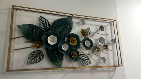Metal Floral Wall Art - Large 3D Leaf  Flower Decor