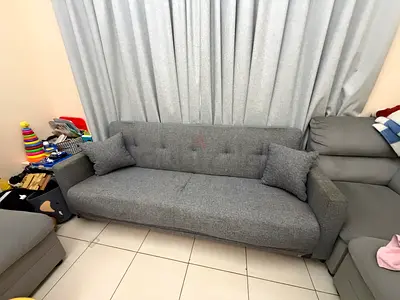 Gray 3-Seater Fabric Sofa in Good Condition