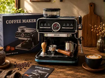 Brix Espresso Coffee Maker with Steamer and Grinder - Like New