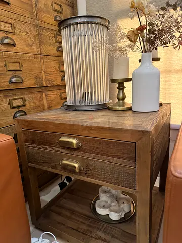 x2 Marina Home side tables nightstands bedside tables solid wood 2 drawers and shelf L55 D50 H55 cm