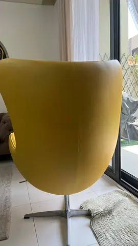 2 Modern Egg Lounge Chairs in Yellow Italian Leather -NO WHATSAPP! (Original Price 3K) NO WHATSAPP!!
