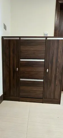 Dark Wood Shoe Cabinet / Storage Cupboard - Compact Entryway Organizer