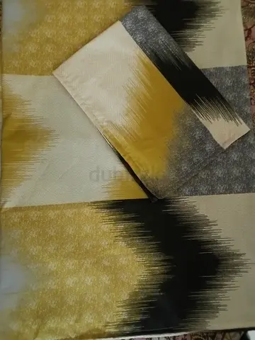 modern pattern single bed sized bedsheet - yellow, black and beige, Excellent condition