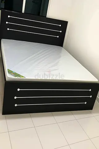 Black single bed frame with mattress included - good condition