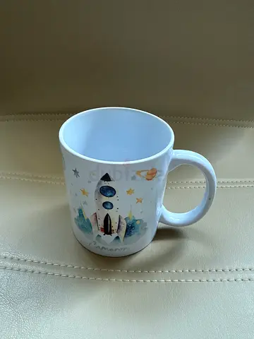 CAMERON Ceramic Rocket Design Coffee Mug - White, EXCELLENT Condition