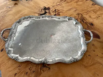 French Belle Époque Silver-Plated Entertaining Collection | Antique Serving Tray  2 Ramasse-Miettes