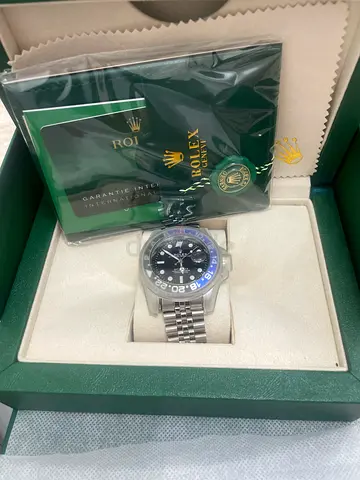 Rolex GMT-Master II style stainless steel watch - Black/Blue bezel