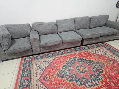 Comfortable Grey Fabric L-Shape Sofa Set