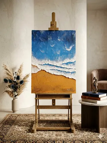 Handmade Textured Ocean Waves Canvas Painting - Al Ain