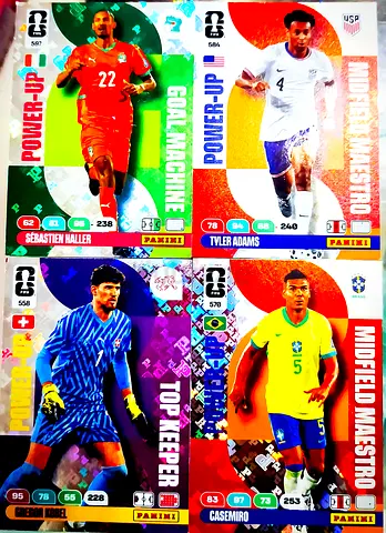 Panini FIFA collectible player cards - set of 4 (Haller, Adams, Sommer, Casemiro) Power-ups