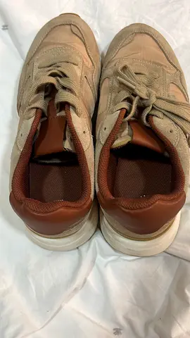 Beige casual sneakers, lightly used, size not labeled