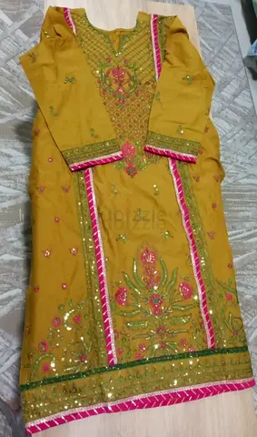 shiny embroidred lawn dress