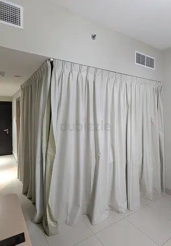 Blackout curtains with rail track