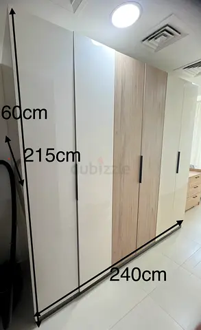 6-door wardrobe 240x60x215 cm – modern white  wood finish