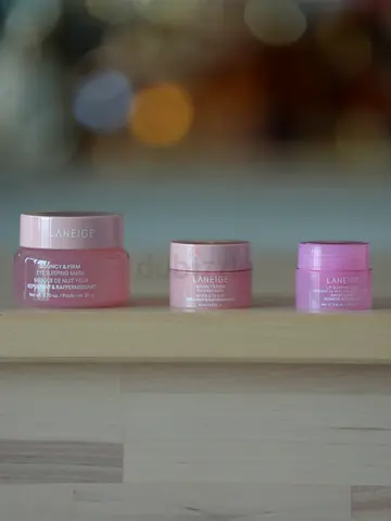 Laneige Lip Sleeping Mask trio — three small jars