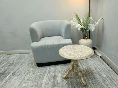 Compact Light Grey Accent Armchair - Good Condition