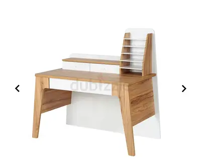 Modern Wooden Study Desk with Shelves and Drawers