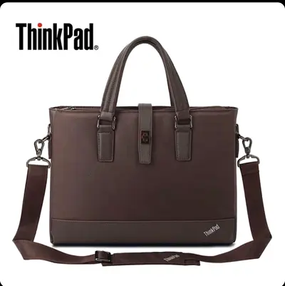 ThinkPad Brown Leather Laptop Briefcase with Shoulder Strap