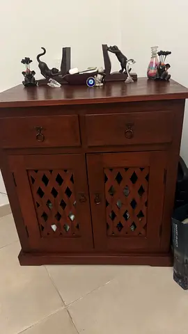 TV wood Antique cabinet with lattice doors