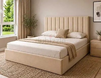 Brend New fabric wooden Queen size 150x190 bed with Madical Matress Available