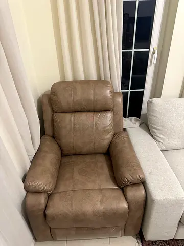 Danube home Beige leather electric recliner armchair