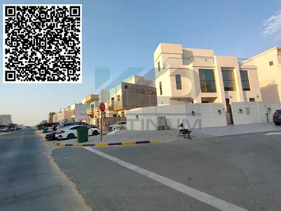 Corner villa for rent in Al Zahia, Ajman; features 4 master bedrooms and a roof terrace.