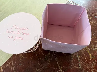 Pink Storage Basket with Matching Side Table