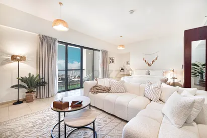 Boho Studio with Full Sea and Ain Dubai View