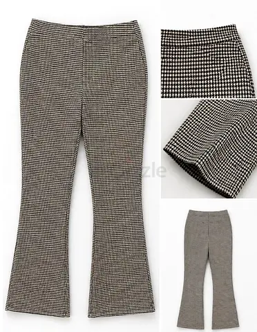 Black  White Houndstooth Flared Trousers - Size S