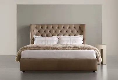 Modern Grey Upholstered Bed Frame with Headboard - Queen