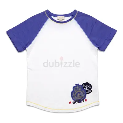 Gucci Kids White  Purple Logo T-Shirt | Brand New | Authentic 6Y